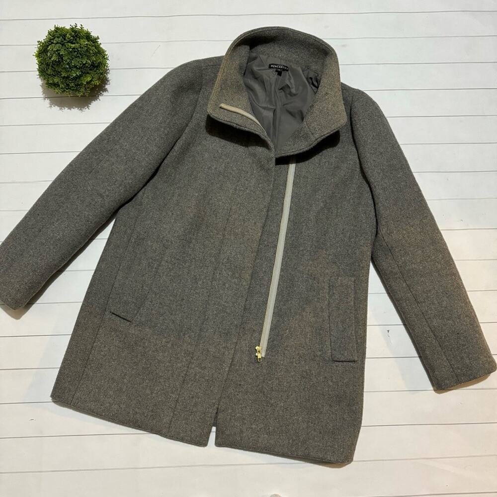 J Crew Mercantile Light Gray Wool Blend‎ City J6140 Pea Coat Women’s Size 8